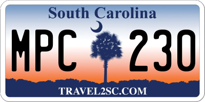 SC license plate MPC230