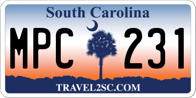 SC license plate MPC231
