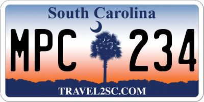 SC license plate MPC234