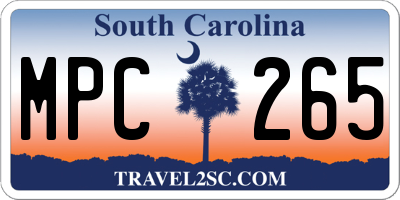 SC license plate MPC265