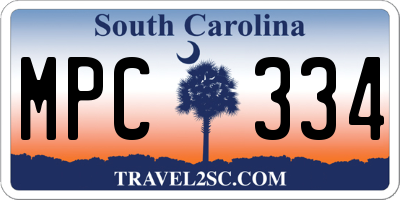 SC license plate MPC334