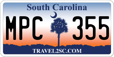 SC license plate MPC355