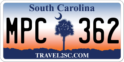 SC license plate MPC362