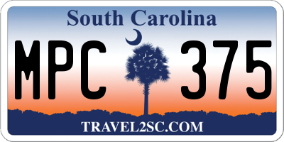 SC license plate MPC375