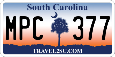 SC license plate MPC377