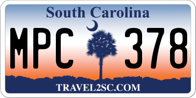SC license plate MPC378