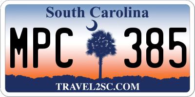 SC license plate MPC385