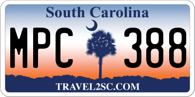 SC license plate MPC388