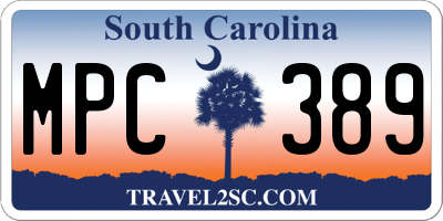 SC license plate MPC389