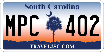 SC license plate MPC402
