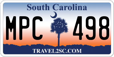 SC license plate MPC498