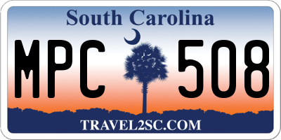 SC license plate MPC508