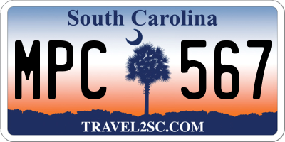 SC license plate MPC567