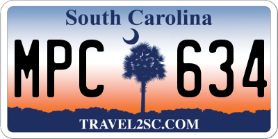 SC license plate MPC634