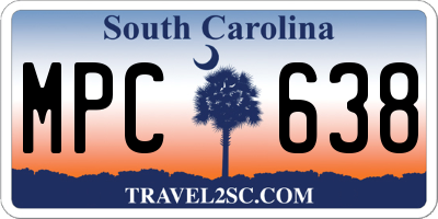 SC license plate MPC638