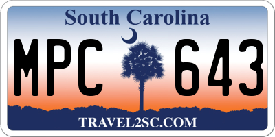 SC license plate MPC643