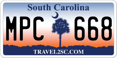 SC license plate MPC668