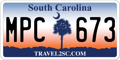 SC license plate MPC673