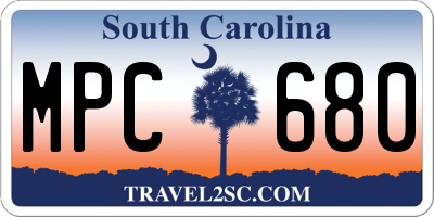 SC license plate MPC680