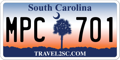 SC license plate MPC701