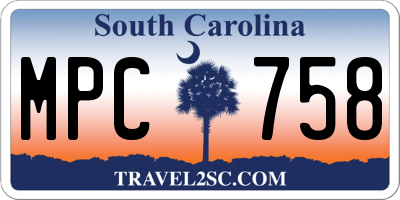SC license plate MPC758
