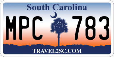 SC license plate MPC783