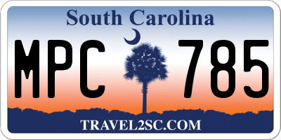 SC license plate MPC785