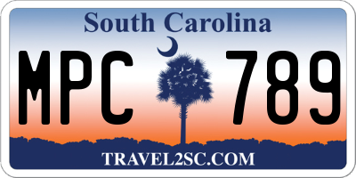 SC license plate MPC789