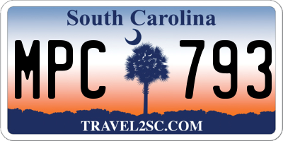 SC license plate MPC793