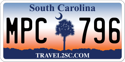 SC license plate MPC796