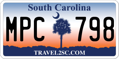 SC license plate MPC798