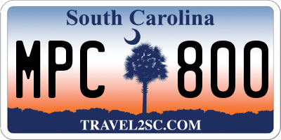 SC license plate MPC800