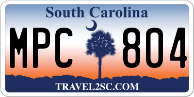 SC license plate MPC804