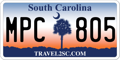 SC license plate MPC805