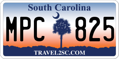SC license plate MPC825