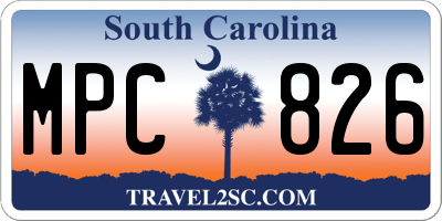 SC license plate MPC826