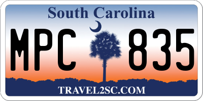 SC license plate MPC835