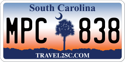 SC license plate MPC838