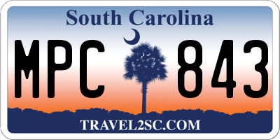 SC license plate MPC843