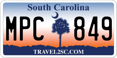 SC license plate MPC849