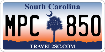 SC license plate MPC850