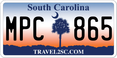 SC license plate MPC865