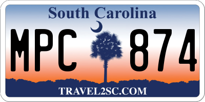 SC license plate MPC874