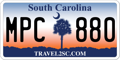 SC license plate MPC880