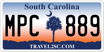 SC license plate MPC889