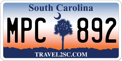 SC license plate MPC892