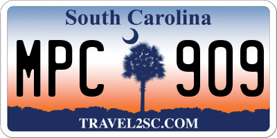 SC license plate MPC909