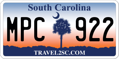 SC license plate MPC922