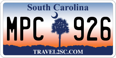 SC license plate MPC926