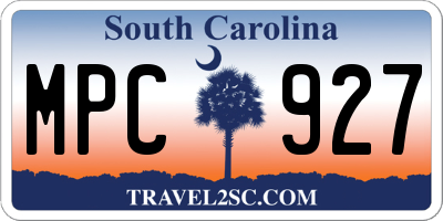 SC license plate MPC927